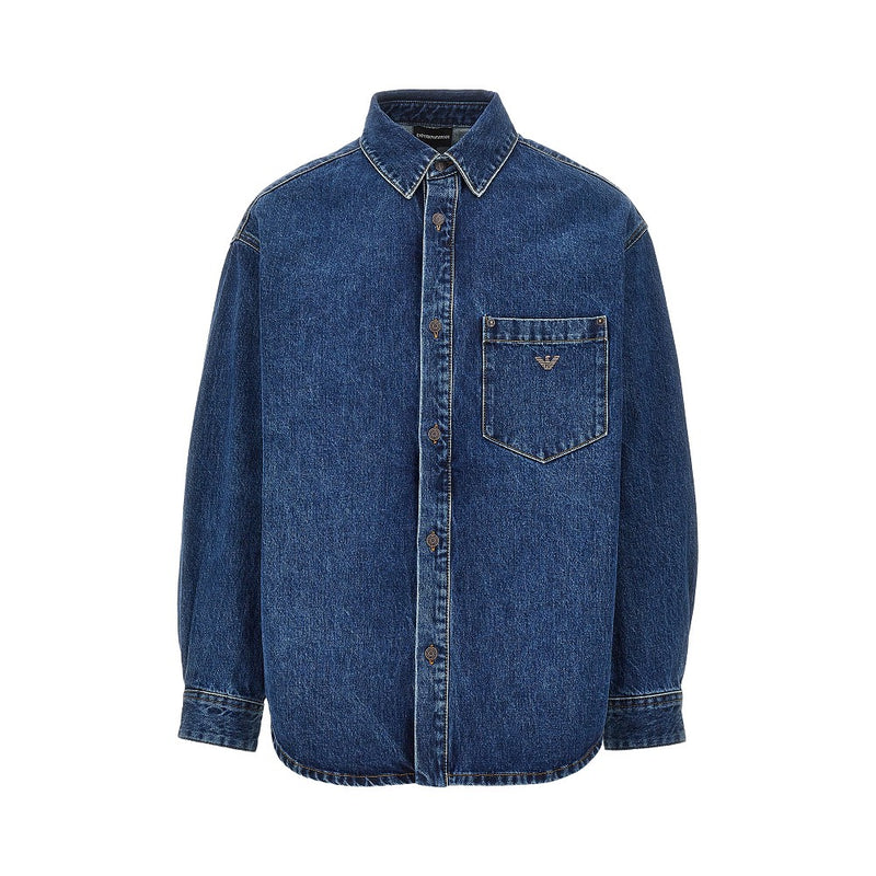 Emporio Armani Emporio Armani Chest Pocket Denim Shirt Black - World Class Fashion