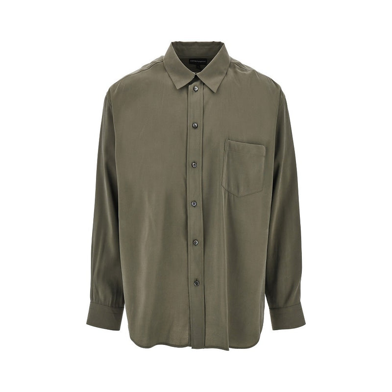 Emporio Armani Emporio Armani Silk-hand Viscose Shirt Green - World Class Fashion