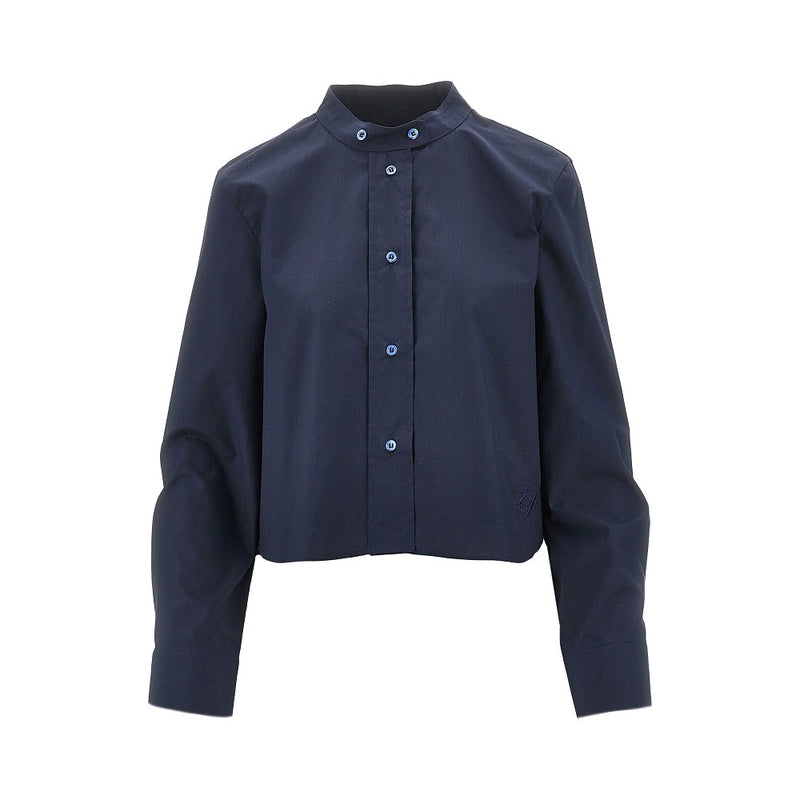 Emporio Armani Emporio Armani Mandarin Collar Poplin Shirt Blue - World Class Fashion