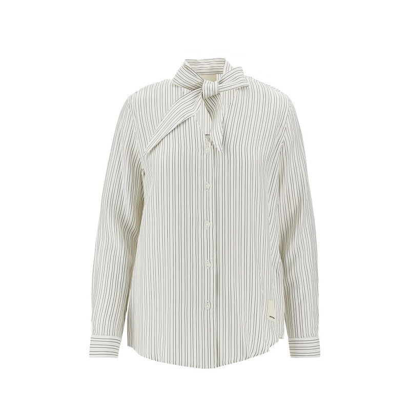 Emporio Armani Emporio Armani Striped Shirt With Scarf Collar White - World Class Fashion
