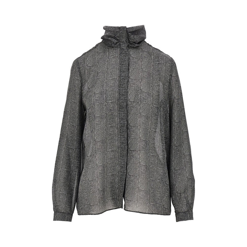 Emporio Armani Emporio Armani Check Print Satin Shirt Black Women - World Class Fashion