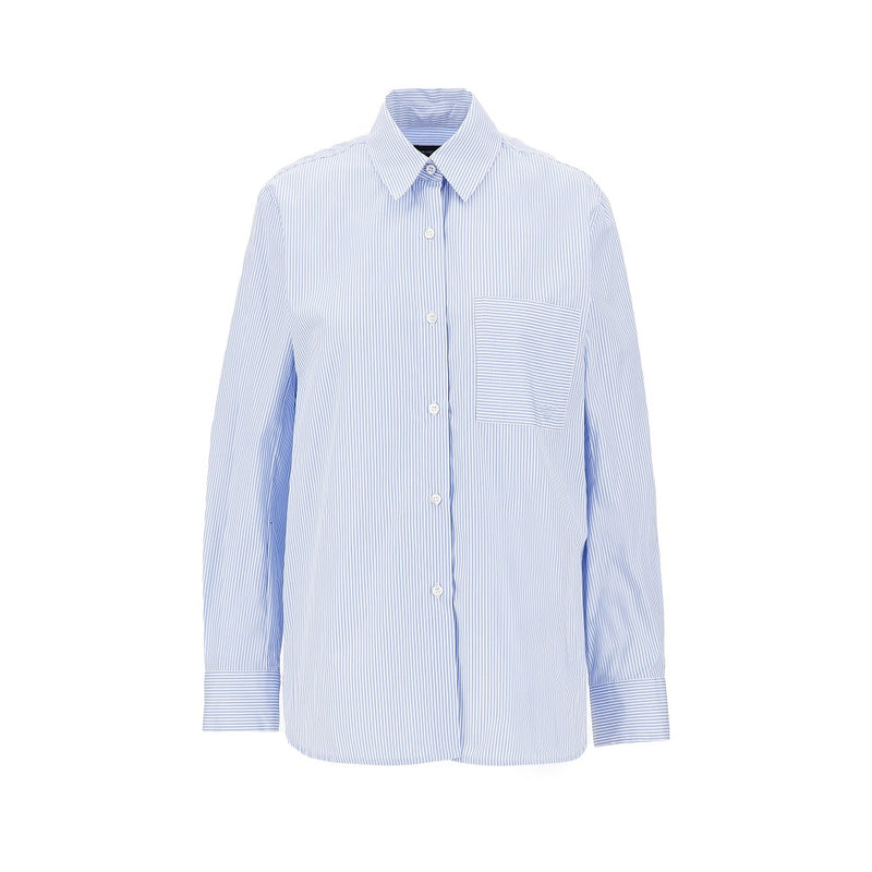 Emporio Armani Emporio Armani Striped Cotton Poplin Shirt Blue Women - World Class Fashion