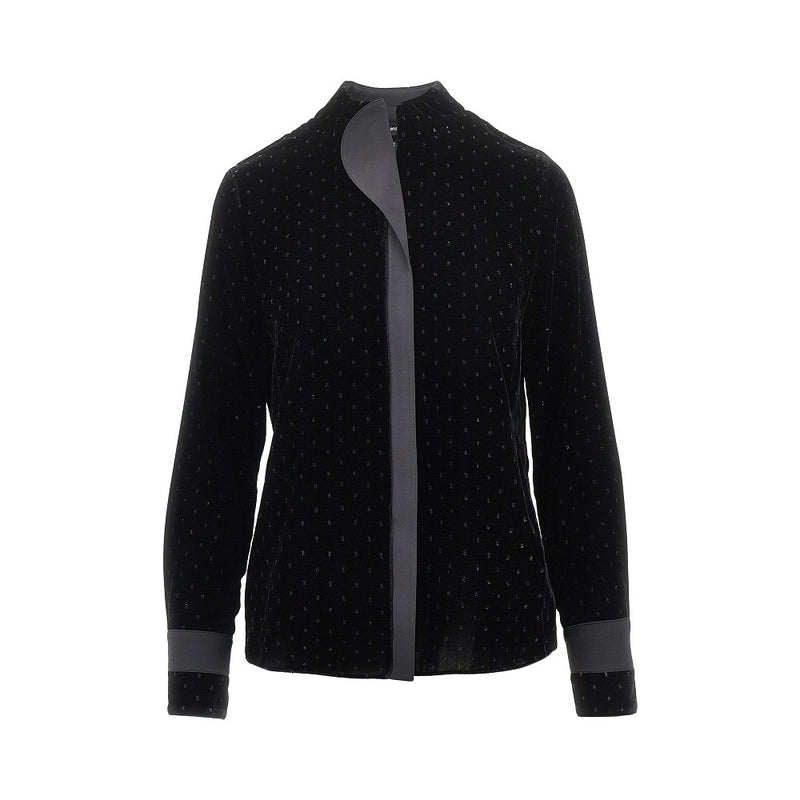 Emporio Armani Emporio Armani Lurex Polka-dot Velvet Shirt Black - World Class Fashion