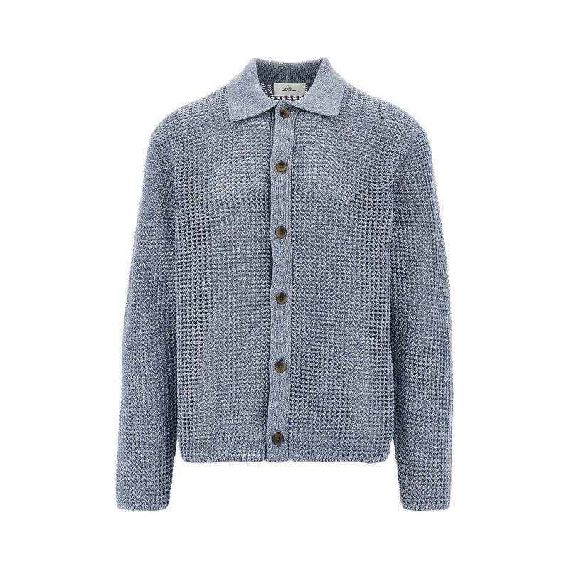 Les Deux Les Deux Gerald Net Knit Shirt Blue - World Class Fashion