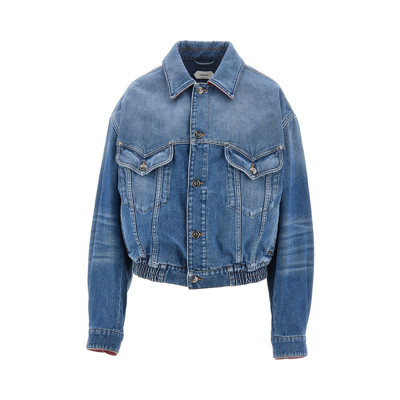 Versace Versace Denim Blouson with Medusa Detail Blue - World Class Fashion