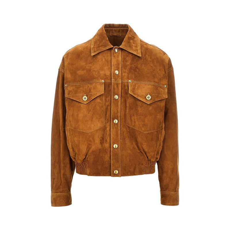 Versace Versace Suede Leather Jacket Brown Men - World Class Fashion