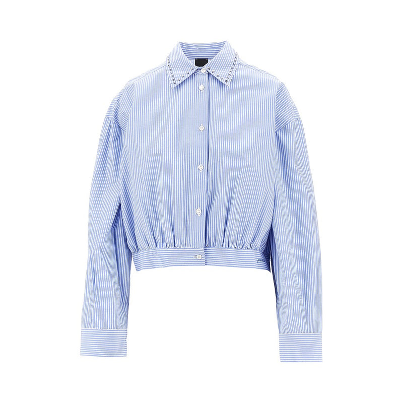Pinko Pinko Striped Cropped Shirt Blue Women - World Class Fashion