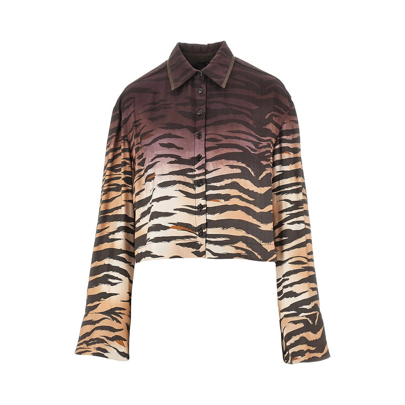 Pinko Pinko Animalier Twill Cropped Shirt Multicolor - World Class Fashion