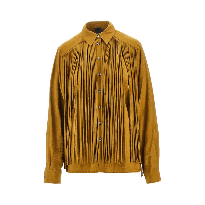 Pinko Pinko Fringed Viscose-blend Shirt Yellow Women - World Class Fashion