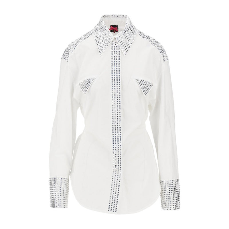 Pinko Pinko Strass-Embellished Poplin Shirt White - World Class Fashion