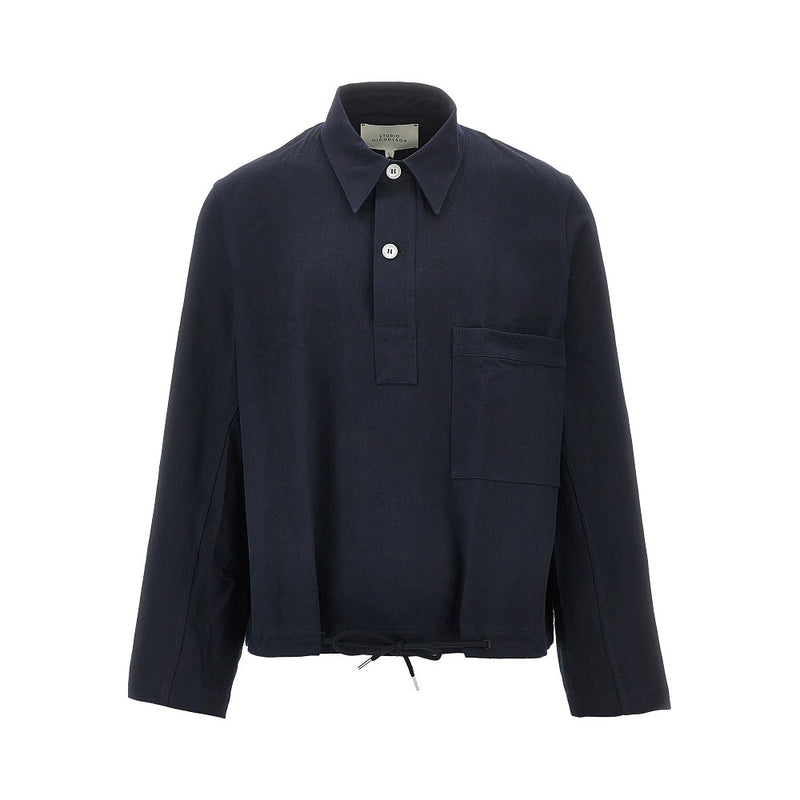 Studio Nicholson Studio Nicholson Stowe Cotton Twill Shirt Blue - World Class Fashion