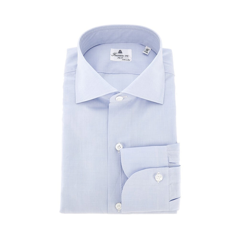 Finamore Finamore 170 Two-ply Cotton Poplin Shirt Blue - World Class Fashion