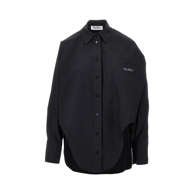 The Attico The Attico Oversized Shirt with Moulded Hem Black - World Class Fashion