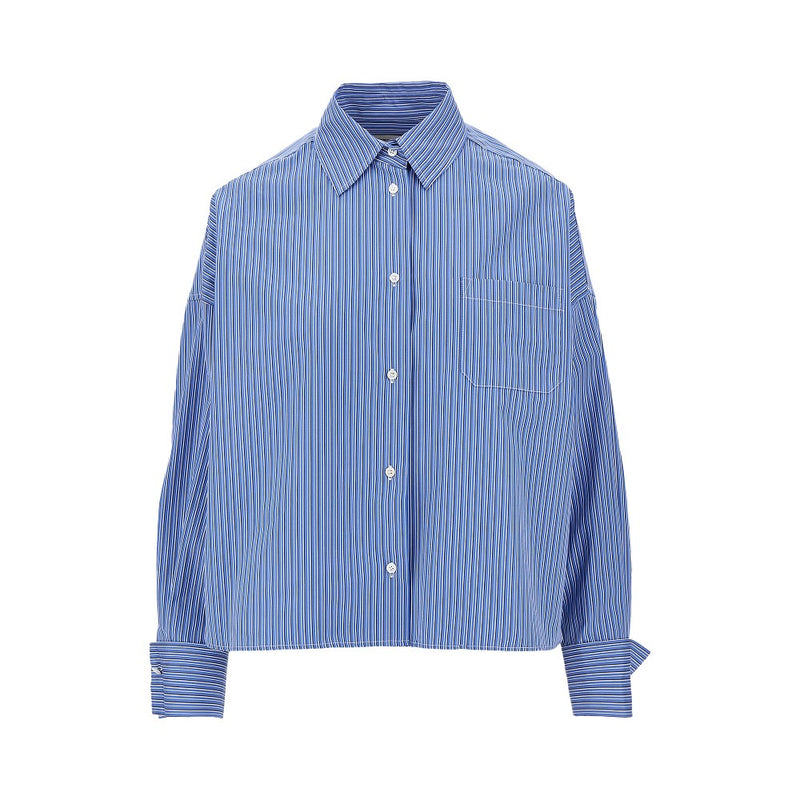 Max Mara Weekend Max Mara Weekend Poplin Shirt Striped Blue - World Class Fashion