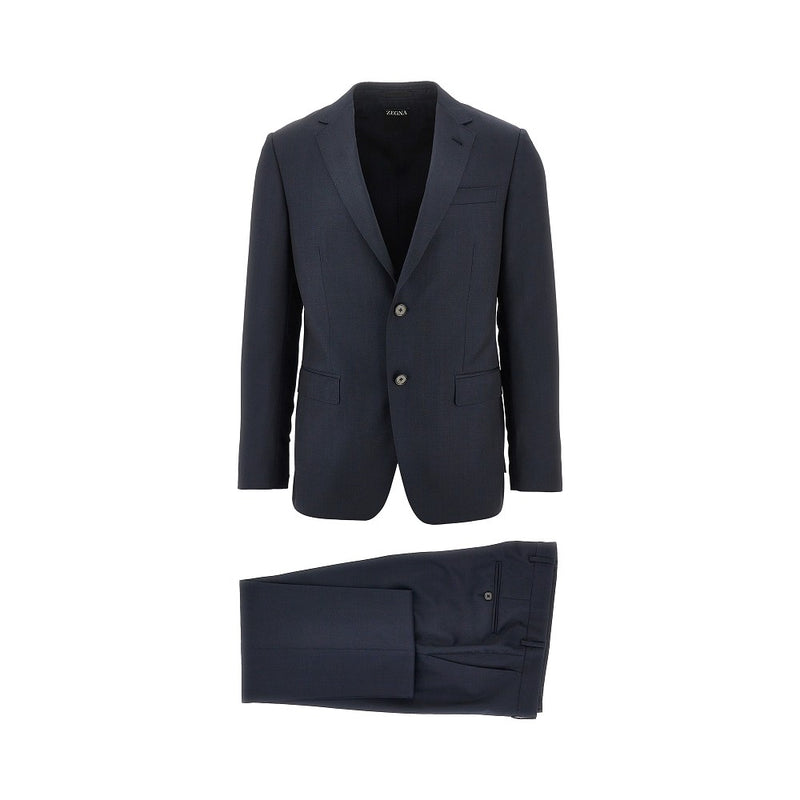 Zegna Zegna Wool Canvas Tailored Suit Blue Men - World Class Fashion