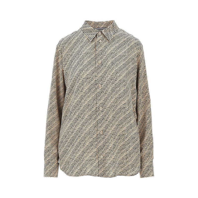 Balenciaga Balenciaga Silk Crêpe Monogram Shirt Beige Women - World Class Fashion