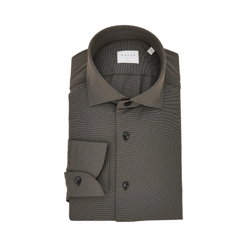 Xacus Xacus Tailor Fit 'Active' Shirt Brown - World Class Fashion
