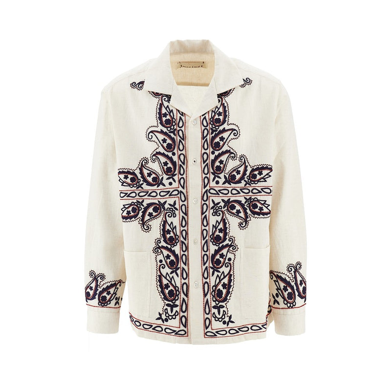 Baziszt Baziszt Memento Embroidered Silk Shirt White - World Class Fashion