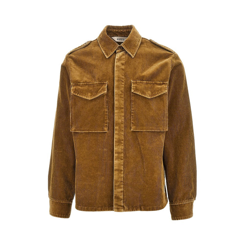 Aspesi Aspesi Corduroy Field Shirt Brown Men - World Class Fashion