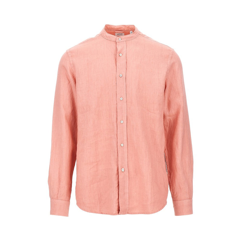 Aspesi Aspesi Linen Mandarin Collar Shirt Pink - World Class Fashion