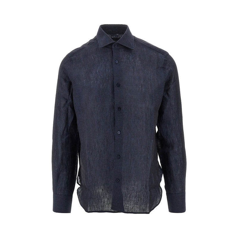 Herno Herno Linen Shirt Blue Men - World Class Fashion