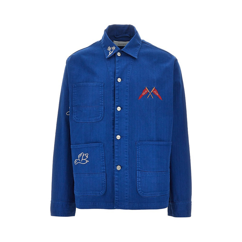 Foret Foret Embroidered Cotton Overshirt Blue - World Class Fashion