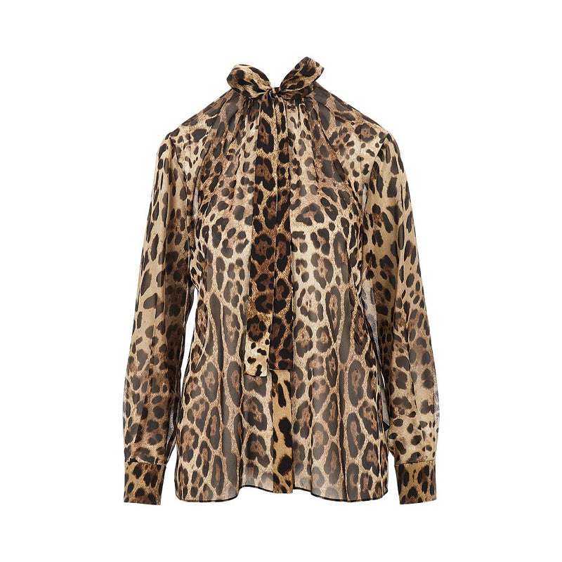 Dolce&gabbana Dolce&Gabbana Silk Georgette Leo Print Shirt Multicolor - World Class Fashion