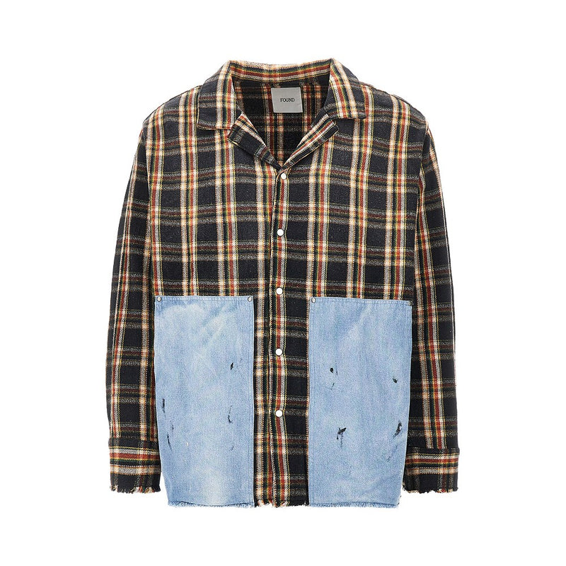 Found Found Flannel Shirt with Denim Details Multicolor - World Class Fashion