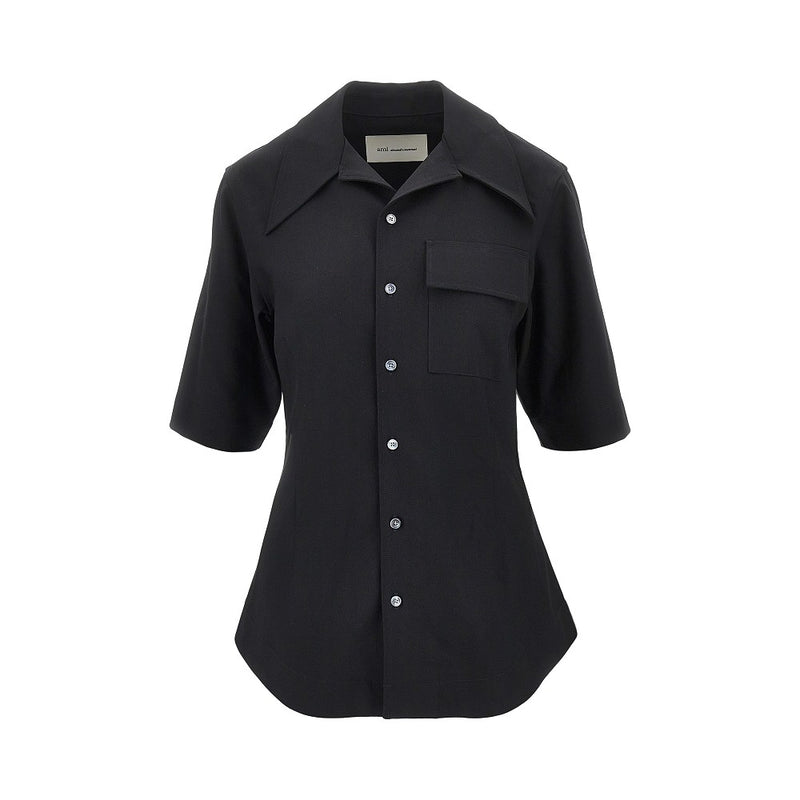 Ami Ami Wool Twill Short-sleeved Shirt - World Class Fashion