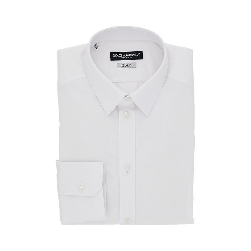 Dolce&gabbana Dolce&Gabbana Stretch Poplin Gold Fit Shirt White - World Class Fashion