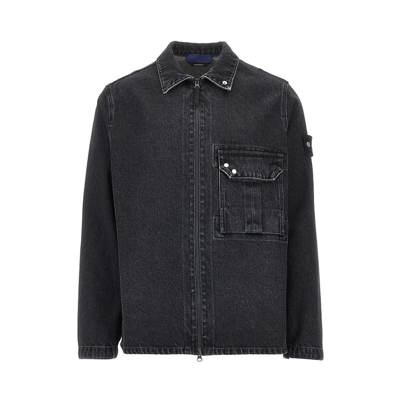 Stone Island Denim Stone Island Denim Overshirt Black Men - World Class Fashion