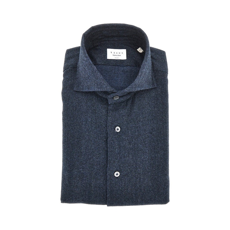 Xacus Xacus Tailor Fit Merino Shirt Blue - World Class Fashion
