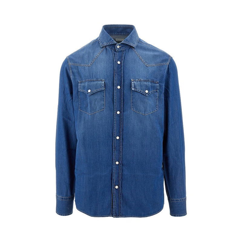 Brunello Cucinelli Brunello Cucinelli Easy Fit Denim Shirt Blue - World Class Fashion