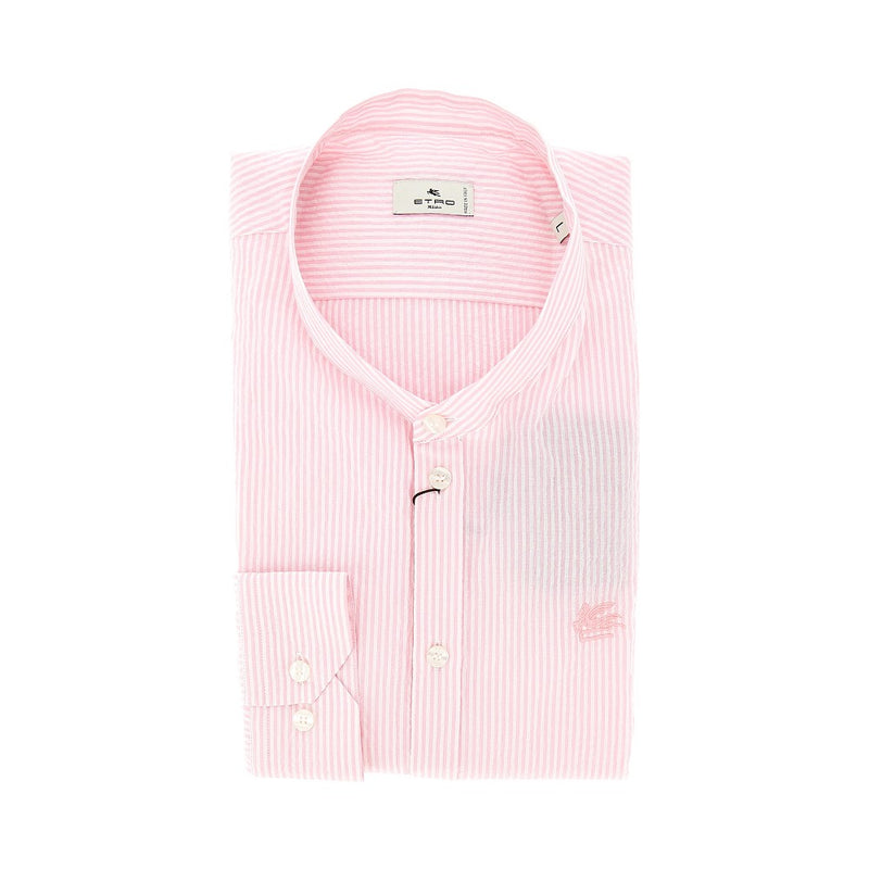 Etro Etro Cotton Seersucker Shirt Pink Men - World Class Fashion