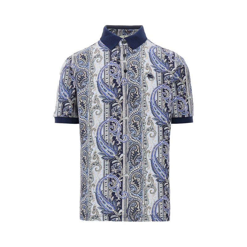 Etro Etro Paisley Print Piquet Polo Shirt Blue - World Class Fashion