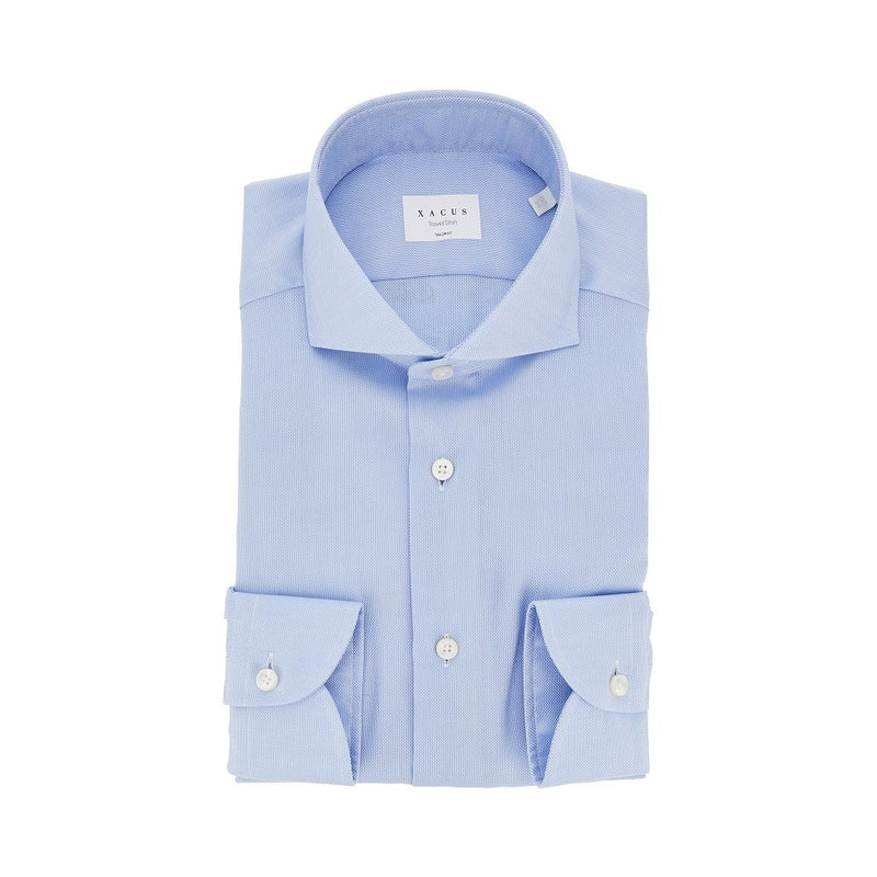 Xacus Xacus Cotton Tailor Fit Travel Shirt Blue Men - World Class Fashion