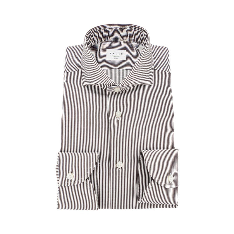 Xacus Xacus Cotton Tailor Fit Travel Shirt Brown - World Class Fashion