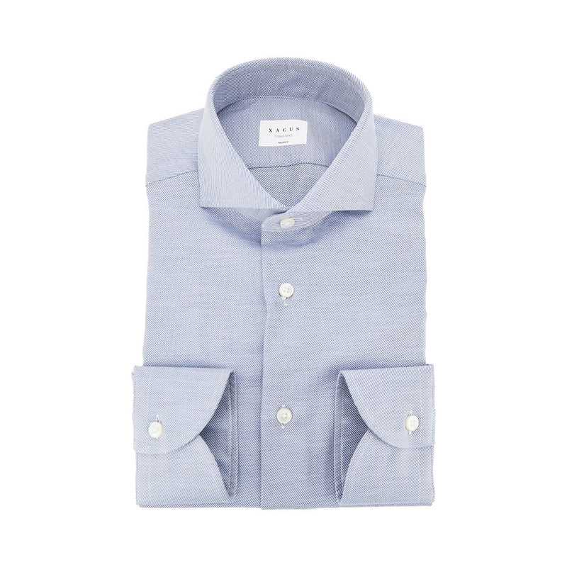 Xacus Xacus Cotton Tailor Fit Travel Shirt Blue - World Class Fashion