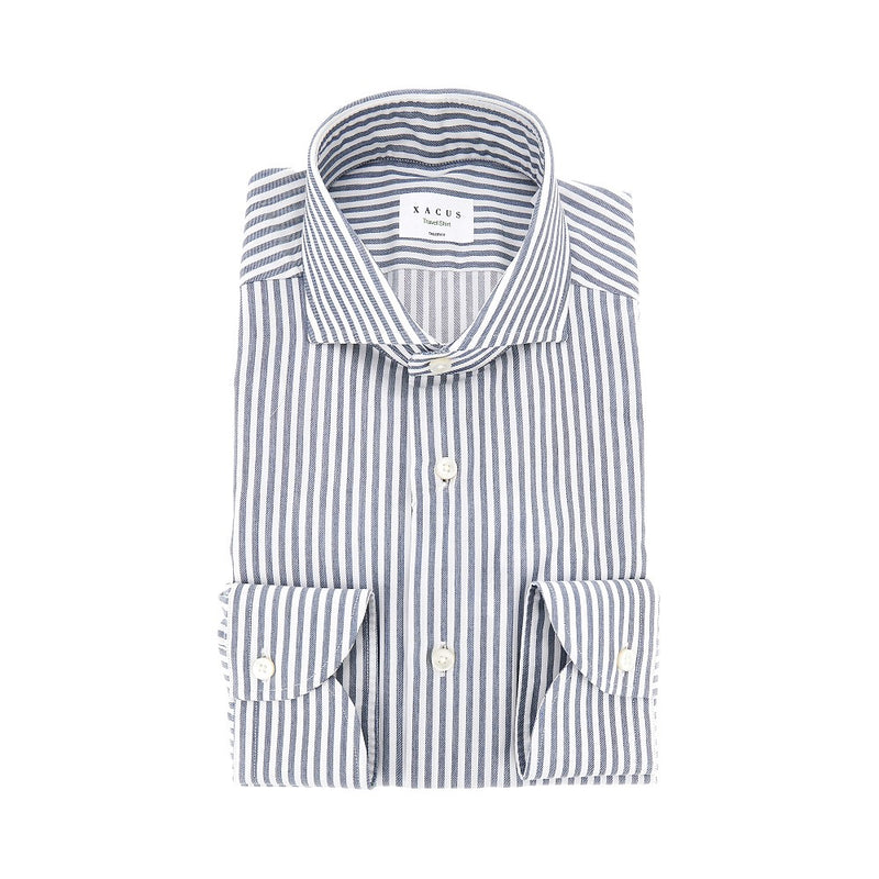Xacus Xacus Cotton Tailor Fit Travel Shirt Blue Men - World Class Fashion