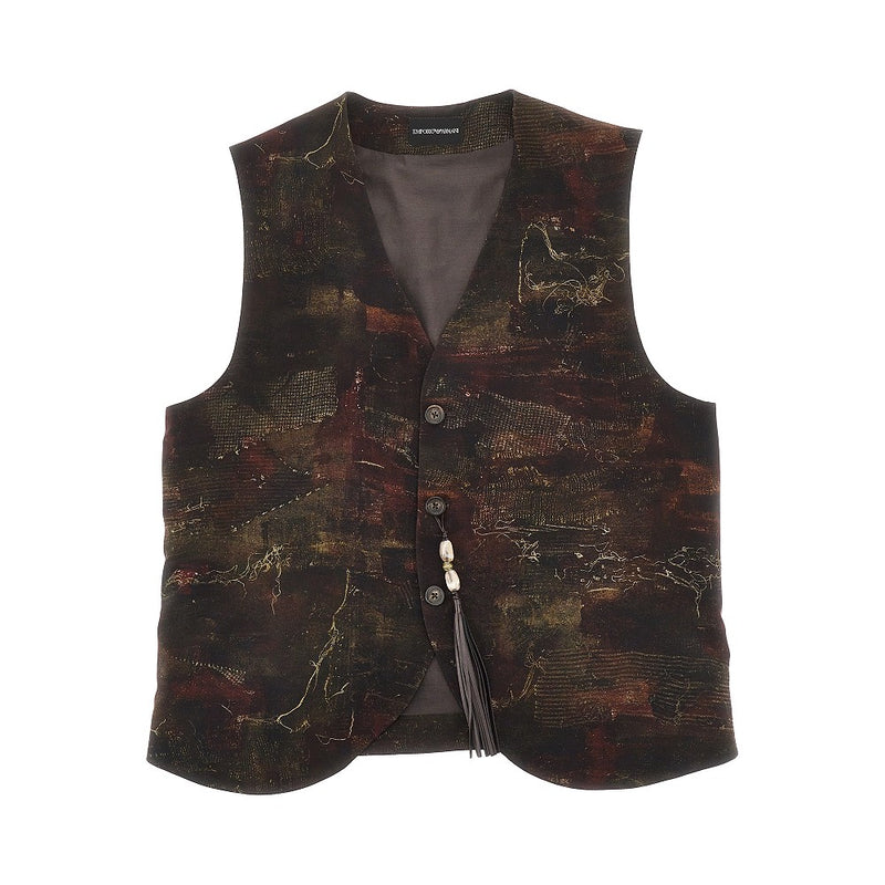 Emporio Armani Emporio Armani Printed Cupro Vest Brown Men - World Class Fashion