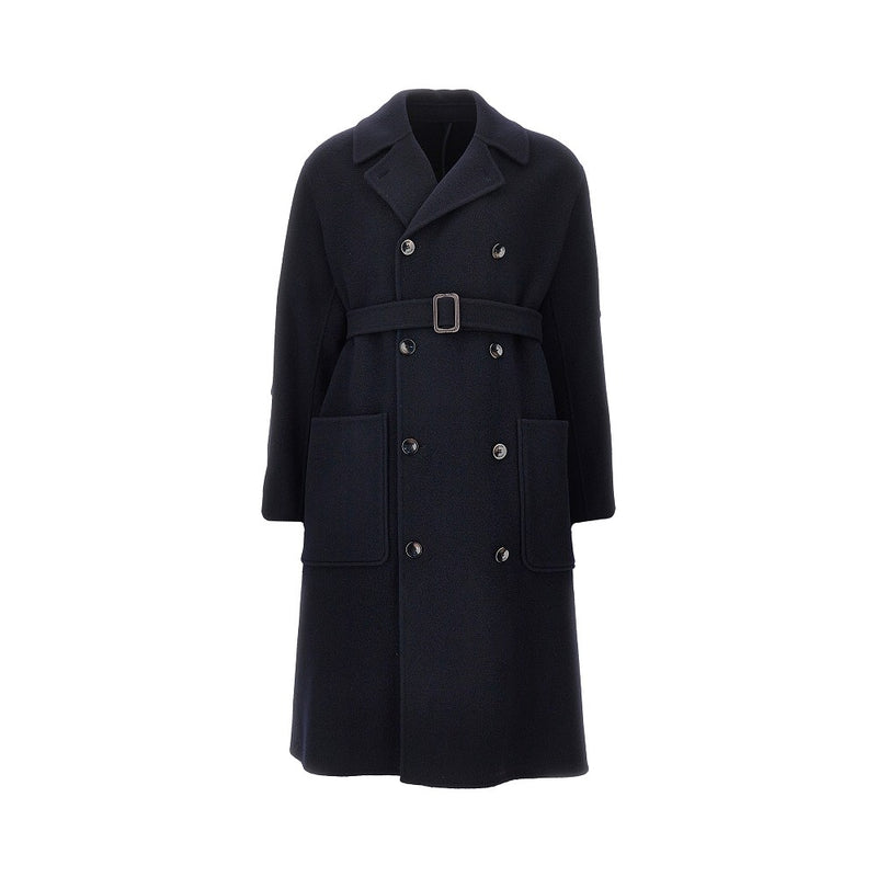 Emporio Armani Emporio Armani Wool Double-breasted Coat Blue Men - World Class Fashion