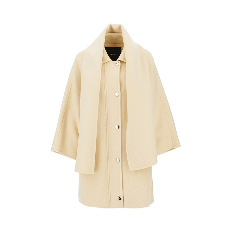 Pinko Pinko Double Cloth Cape with Scarf White - World Class Fashion