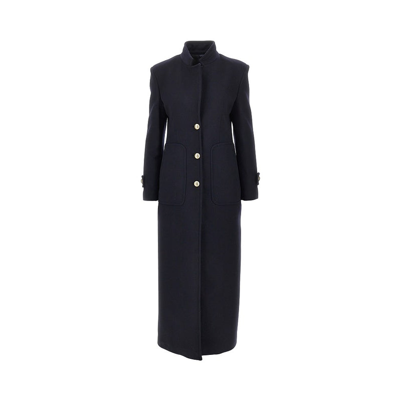 Pinko Pinko Wool-Blend Single-Breasted Coat Blue Women - World Class Fashion