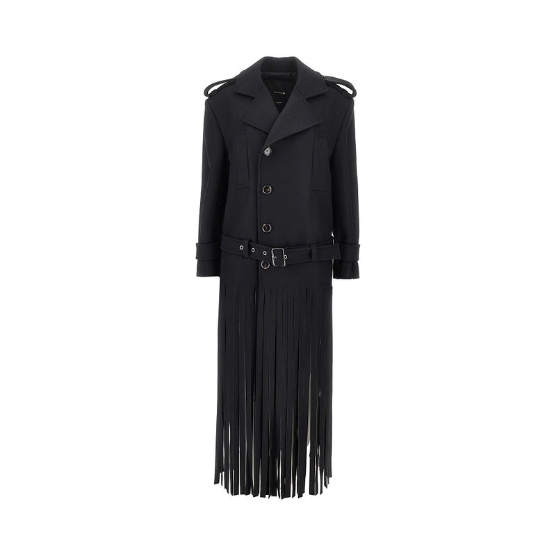 Pinko Pinko Fringed Oversized Cloth Coat Black - World Class Fashion