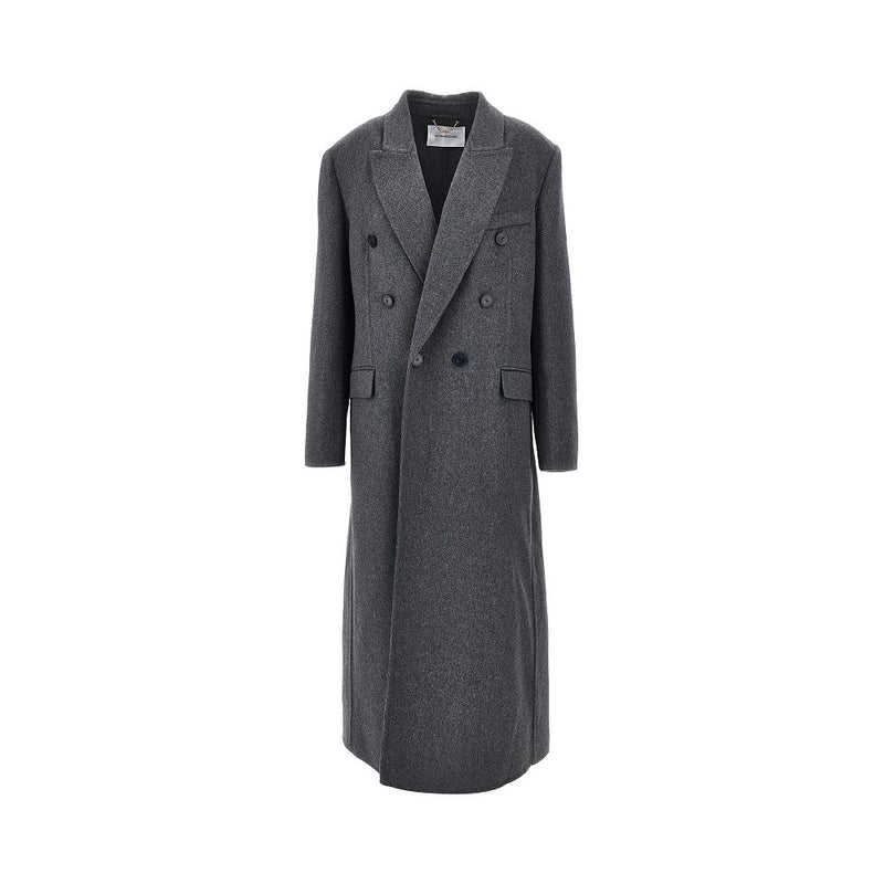 Victoria Beckham Victoria Beckham Mélange Wool Cashmere Coat Grey - World Class Fashion