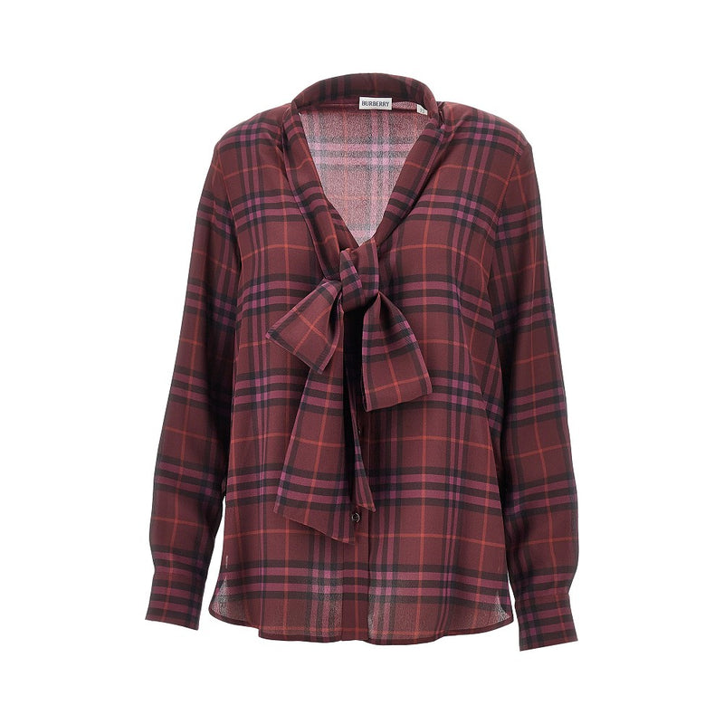 Burberry Burberry Check Silk Shirt Red Women - World Class Fashion