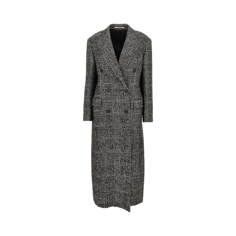 Tagliatore Tagliatore Prince Of Wales Long Coat Black - World Class Fashion