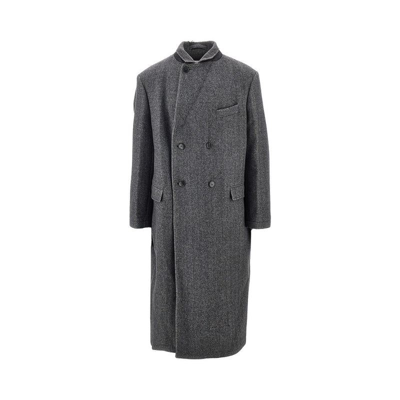 Mfpen Mfpen 'Conference' Herringbone Wool Long Coat Grey - World Class Fashion