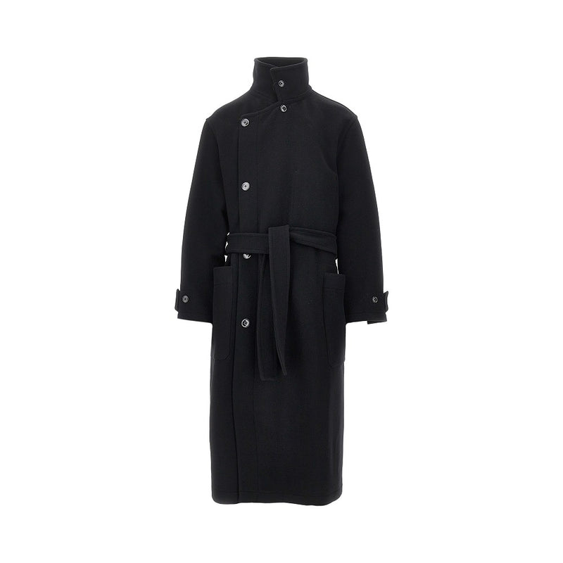 Lemaire Lemaire Wool Belted Long Coat Black - World Class Fashion