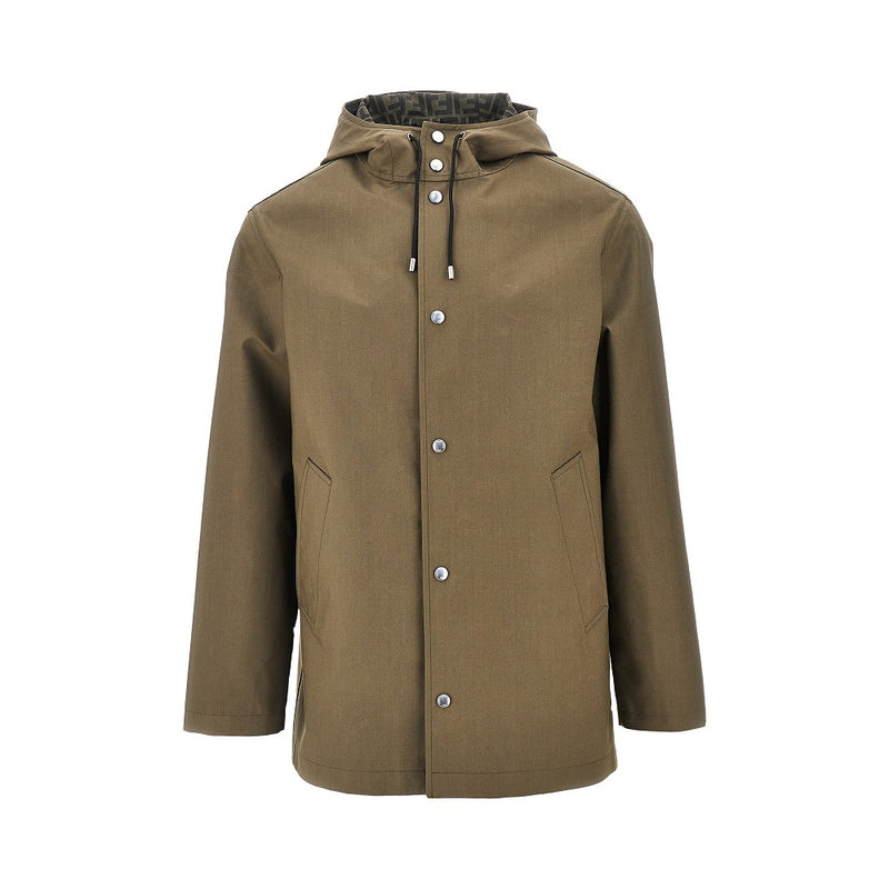 Fendi Fendi Cotton-blend Hooded Coat Green Men - World Class Fashion